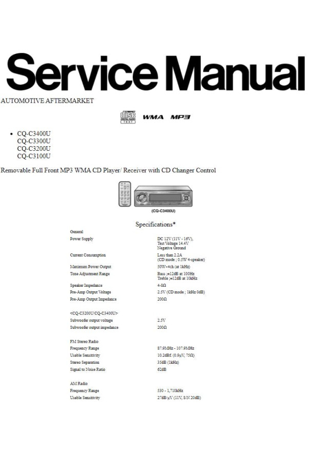 CQ-C3400U, CQ-C3300U, CQ-C3200U, CQ-C3100U